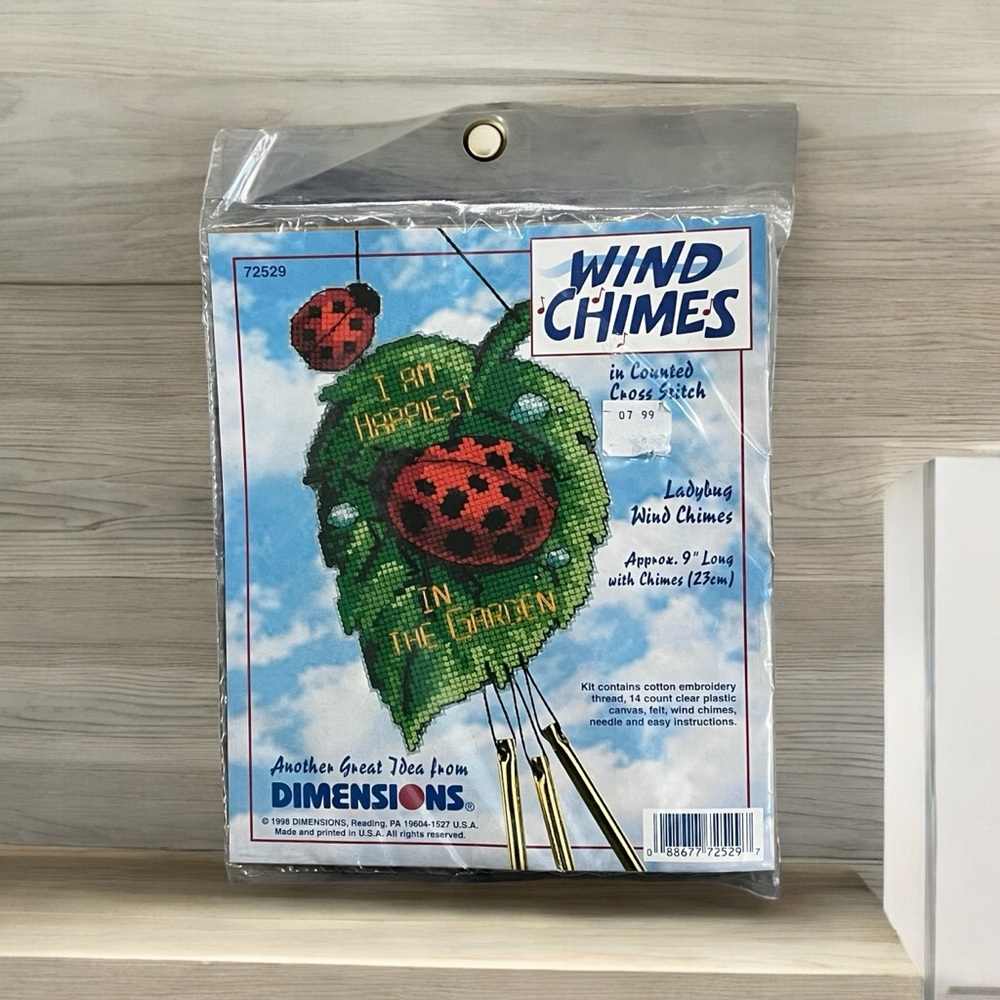 NWT Dimensions Wind Chimes Ladybug Counted Cross Stitch Kit